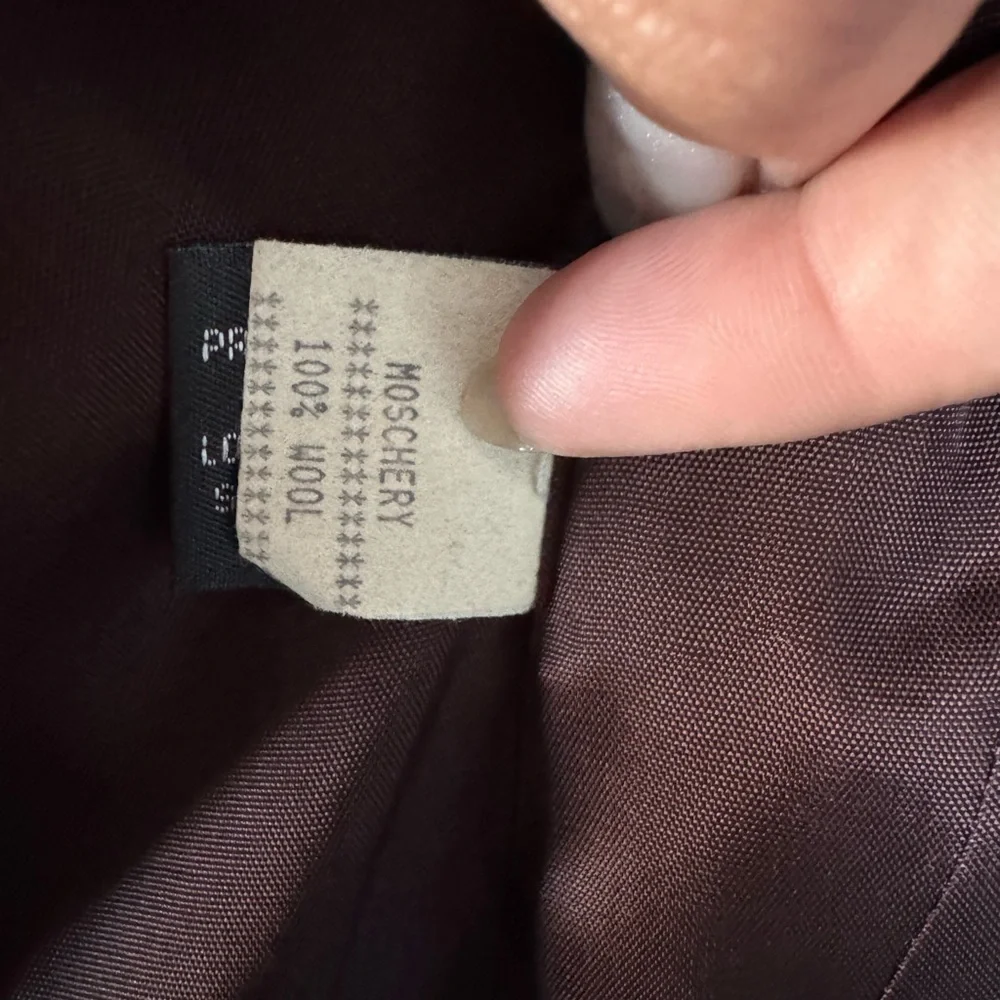 Vintage Moschery Academia Preppy Chocolate Brown Double-Breasted 100% Wool Coat - Picture 8 of 15